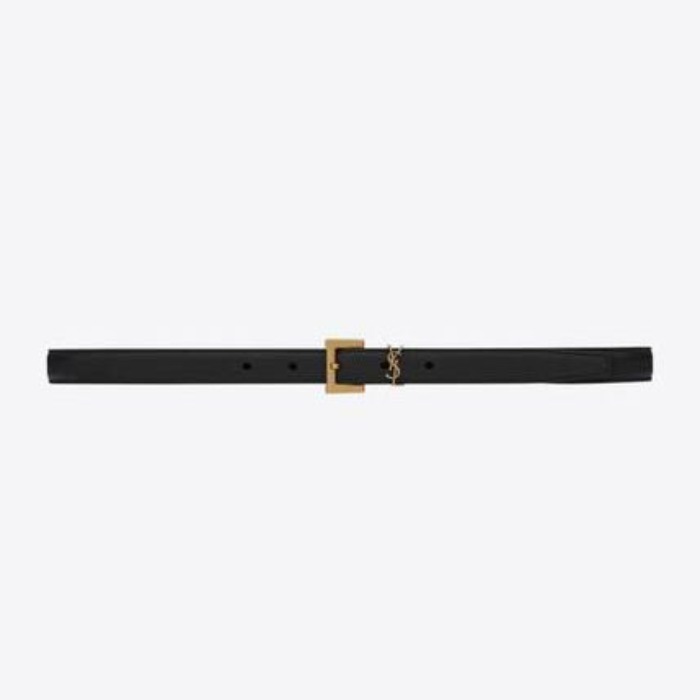 유럽직배송 입생로랑 SAINT LAURENT monogram narrow belt with square buckle in lacquered leather 554465BOO0W1000