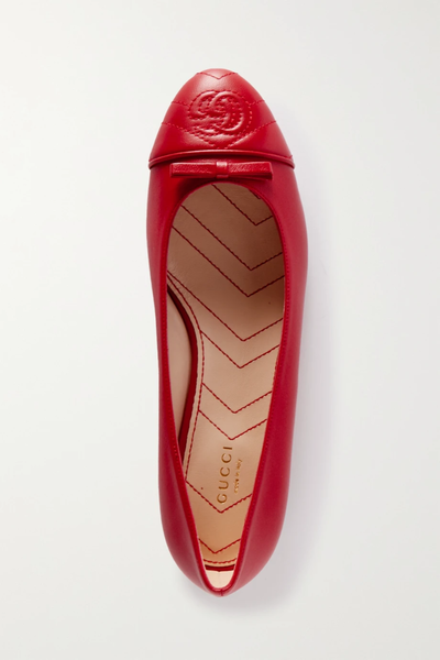 유럽직배송 구찌 플랫슈즈 GUCCI Marmont logo-embroidered quilted leather ballet flats 30629810019438184