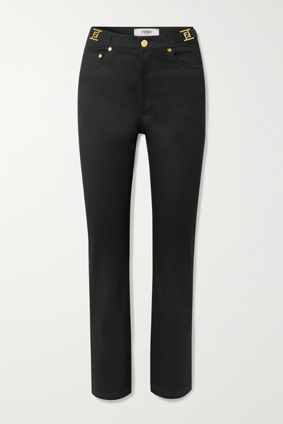 유럽직배송 펜디 팬츠 FENDI Embellished stretch-cotton twill straight-leg pants 43769801095324421