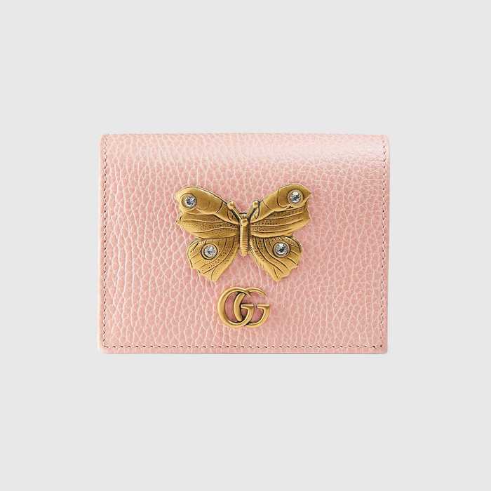 유럽직배송 구찌 GUCCI Leather card case wallet with butterfly 499361CAOGT5969