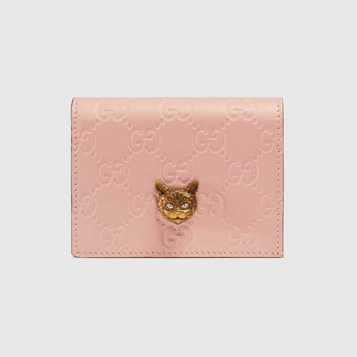 유럽직배송 구찌 GUCCI Signature card case wallet with cat 5480570G6FT5877
