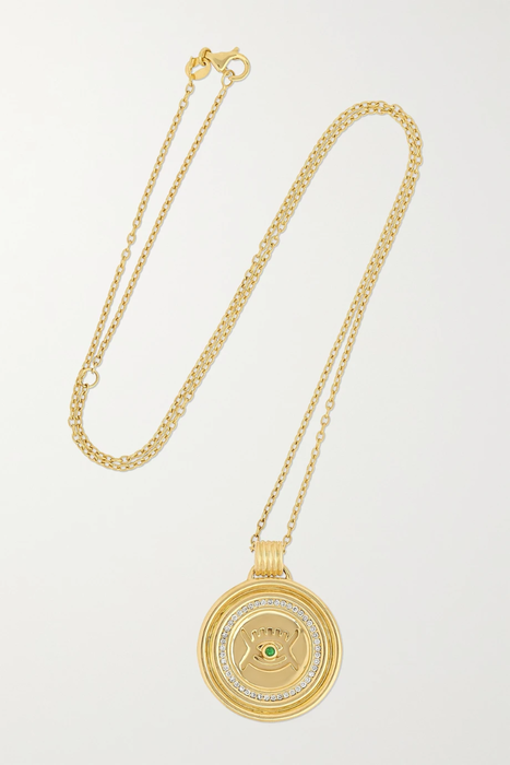 유럽직배송 ALMASIKA Vidi Medallion 18-karat gold, tsavorite and diamond necklace 6630340696680912