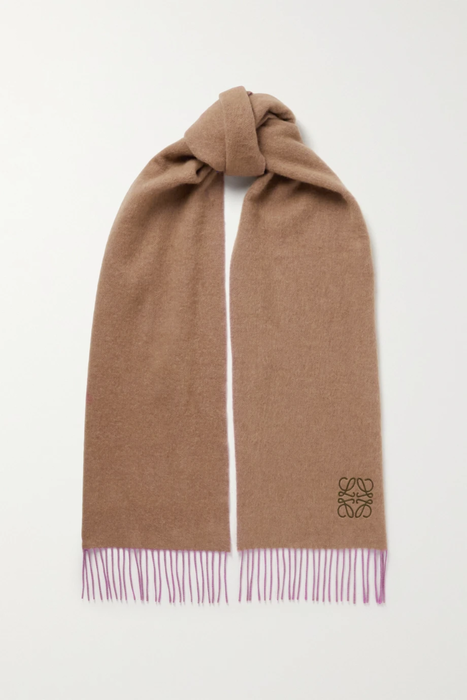 유럽직배송 로에베 LOEWE Fringed embroidered two-tone wool and cashmere-blend scarf 22250442026077887