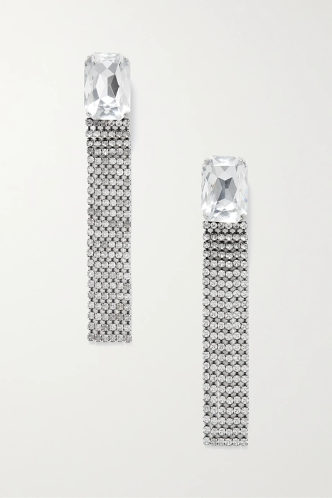 유럽직배송 생로랑 SAINT LAURENT Silver-tone crystal clip earrings 16114163151124086
