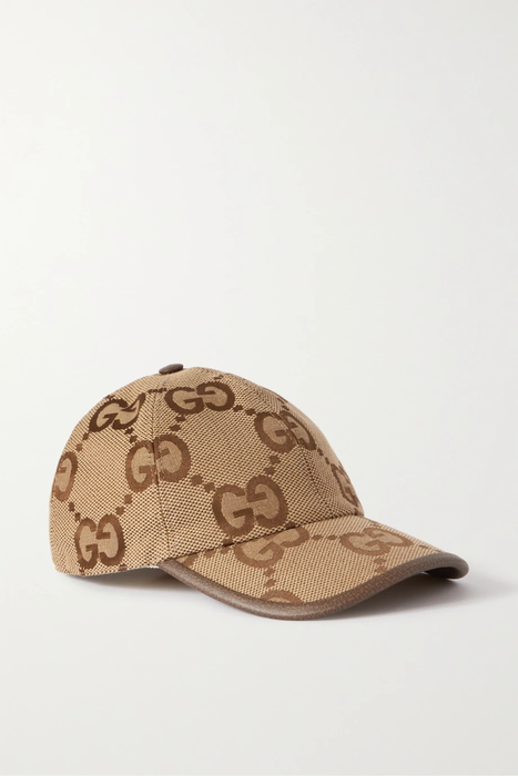 유럽직배송 구찌 야구모자 GUCCI Leather-trimmed cotton-blend canvas-jacquard baseball cap 29419655932619451