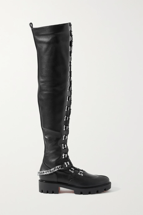 유럽직배송 크리스찬루부탱 롱부츠 CHRISTIAN LOUBOUTIN Horse chain-embellished leather over-the-knee boots 11452292647327648