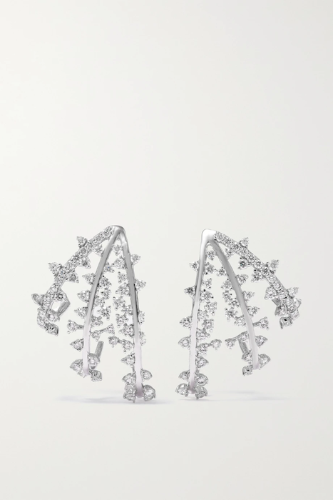 유럽직배송 ANANYA Scatter Double 18-karat white gold diamond earrings 20346390235450722