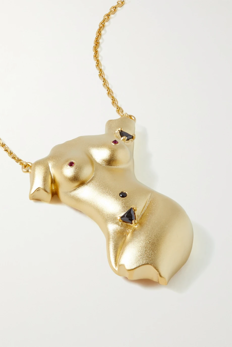 유럽직배송 ANISSA KERMICHE Pit Power gold-plated onyx and ruby necklace 4394988608924261