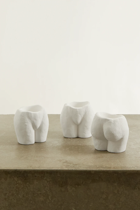 유럽직배송 ANISSA KERMICHE Rock Bottom set of three ceramic tea light holders 4394988608759606