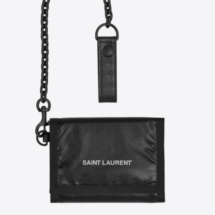 유럽직배송 입생로랑 SAINT LAURENT NUXX chain wallet in nylon with printed SAINT LAURENT logo 584378HO23Z1054