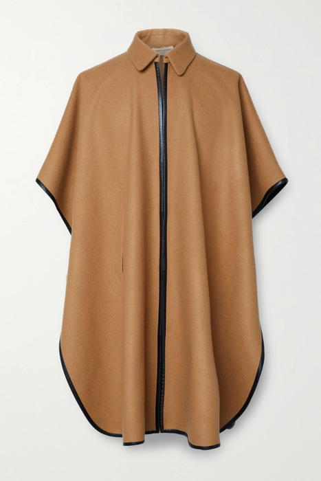 유럽직배송 생로랑 SAINT LAURENT Leather-trimmed cashmere and wool-blend felt cape 11452292647120507
