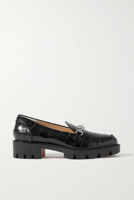 유럽직배송 크리스찬루부탱 로퍼 CHRISTIAN LOUBOUTIN Lug Swing embellished croc-effect leather loafers 11452292647327373