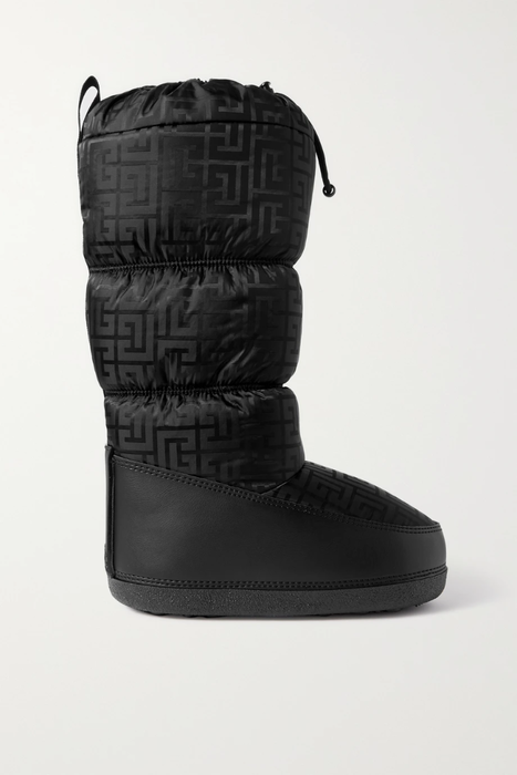 유럽직배송 발망 BALMAIN Quilted logo-print shell and leather knee boots 15546005221889512