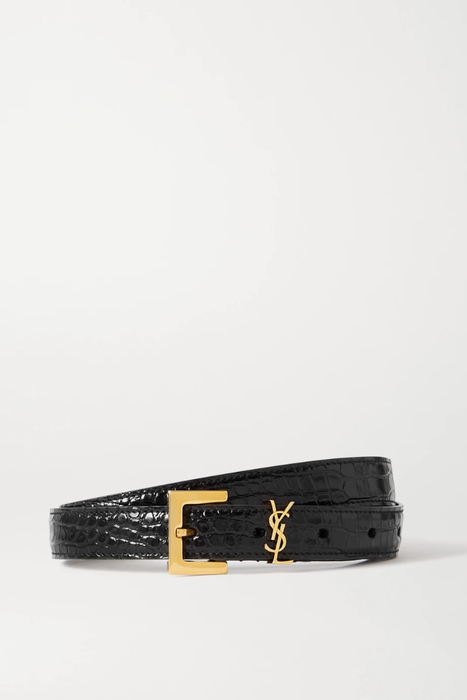 유럽직배송 생로랑 SAINT LAURENT Embellished croc-effect leather belt 19971654707143352