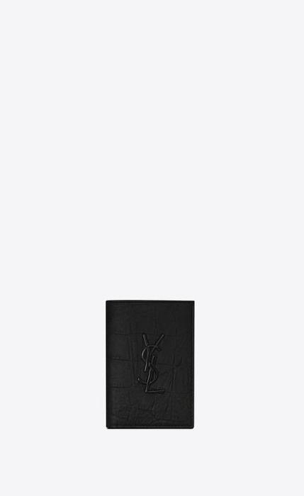 유럽직배송 입생로랑 카드지갑 SAINT LAURENT monogram credit card wallet in crocodile embossed leather 668735C9H0U1000
