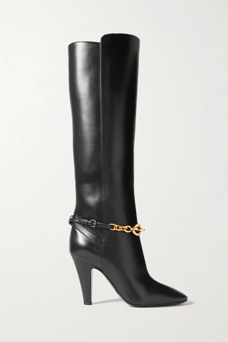 유럽직배송 생로랑 롱부츠 SAINT LAURENT Le Maillon chain-embellished leather knee boots 38063312419949288