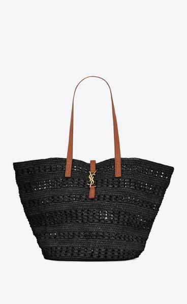 유럽직배송 입생로랑 파니에 토트백 SAINT LAURENT panier medium bag in crochet raffia and smooth leather 688221GAAAC1062