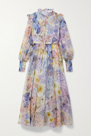 유럽직배송 짐머만 원피스 ZIMMERMANN Rhythmic embellished belted shirred floral-print cotton and silk-blend midi dress 33258524072874846