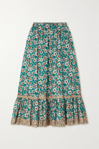 유럽직배송 구찌 스커트 GUCCI Lace-trimmed pleated floral-print cotton-poplin midi skirt 45666037504257948