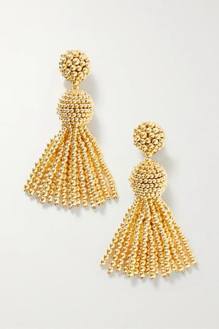 유럽직배송 오스카르데라렌타 귀걸이 OSCAR DE LA RENTA Gold-tone beaded clip earrings 42247633208367428