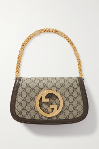 유럽직배송 구찌 숄더백 GUCCI New Blondie textured leather-trimmed printed coated-canvas shoulder bag 1647597277642818