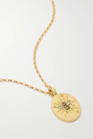 유럽직배송 CECE JEWELLERY Sun &amp; Bee 18-karat recycled gold, enamel and diamond necklace 1647597282491625