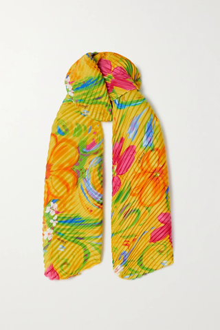 유럽직배송 발렌시아가 스카프 BALENCIAGA Floral-print plissé-silk scarf 1647597283509907