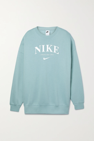 유럽직배송 나이키 스웻셔츠 NIKE Sportswear Essentials oversized printed cotton-blend jersey sweatshirt 32027475399101261