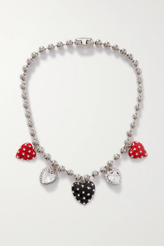 유럽직배송 알레산드라리치 목걸이 ALESSANDRA RICH Silver-tone, crystal and enamel necklace 1647597278876005