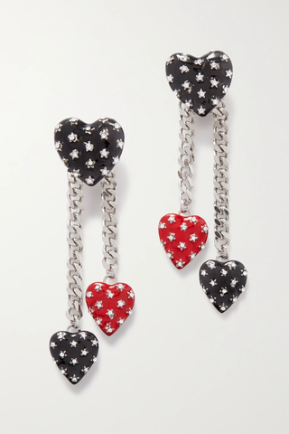 유럽직배송 알레산드라리치 클립 귀걸이 ALESSANDRA RICH Heart silver-tone, enamel and crystal clip earrings 1647597278874999