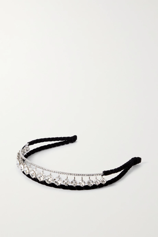 유럽직배송 로저비비에 헤드밴드 ROGER VIVIER Crystal-embellished silver-tone and velvet headband 1647597277704401