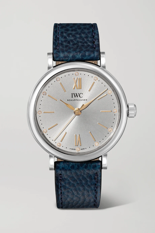 유럽직배송 IWC SCHAFFHAUSEN Portofino Automatic 34mm stainless steel, textured-leather and diamond watch 1647597282530002