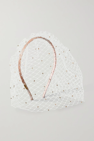유럽직배송 유지니아킴 헤드밴드 EUGENIA KIM Halsey embellished fishnet and satin headband 42247633208518880