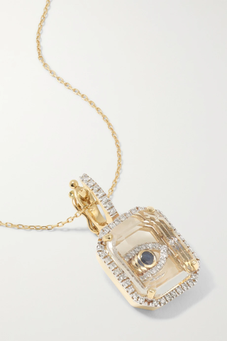 유럽직배송 마테오 목걸이 MATEO Secret 14-karat gold, quartz, diamond and sapphire necklace 45666037504942610