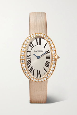 유럽직배송 까르띠에 CARTIER Baignoire 24.5mm small 18-karat white gold, toile brossée and diamond watch 19971654707114757